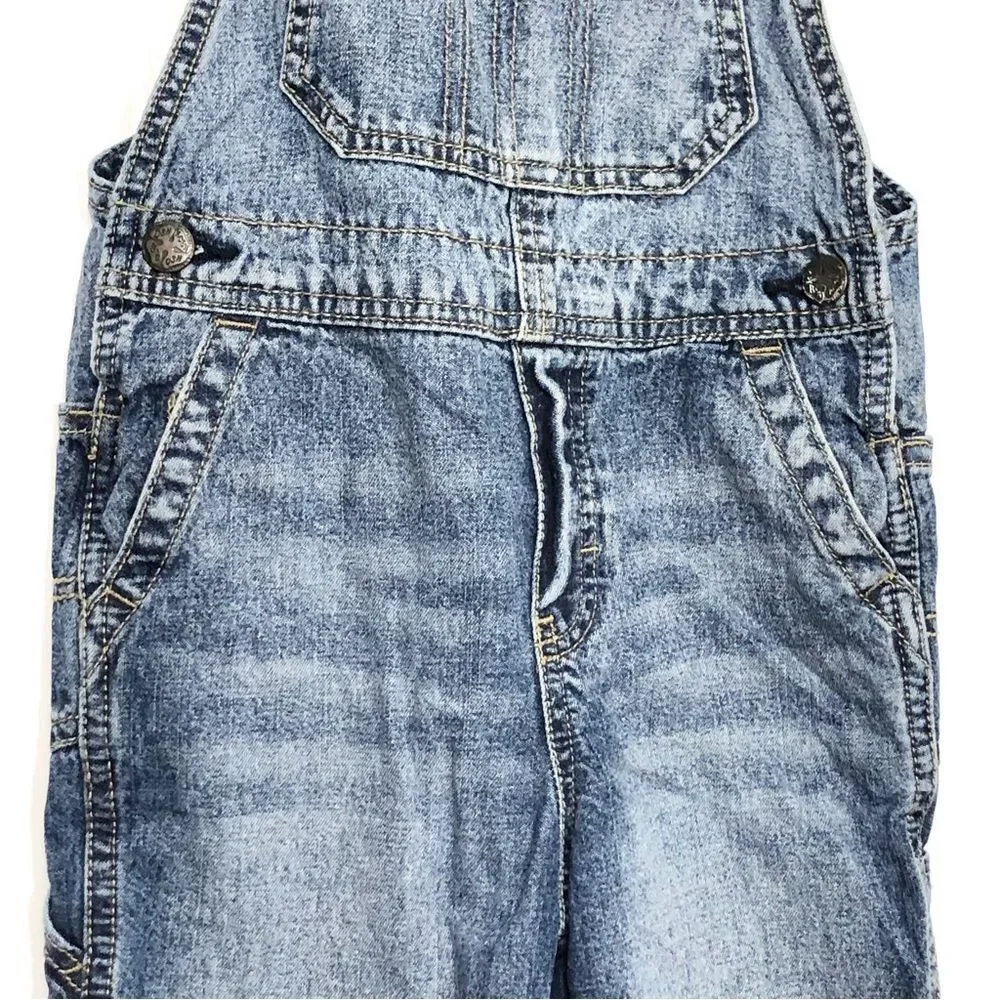 Osh Kosh B’Gosh Denim Overalls Boys 4 Red White Blue Striped Straps USA